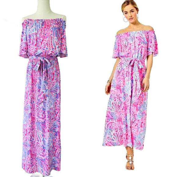 Lilly Pulitzer Dresses & Skirts - Lilly Pulitzer MORIAH Midi Maxi Dress Raz Berry Sea You Soon Lilac Pink Small